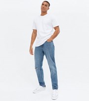 New Look Blue Ripped Knee Straight Fit Jeans